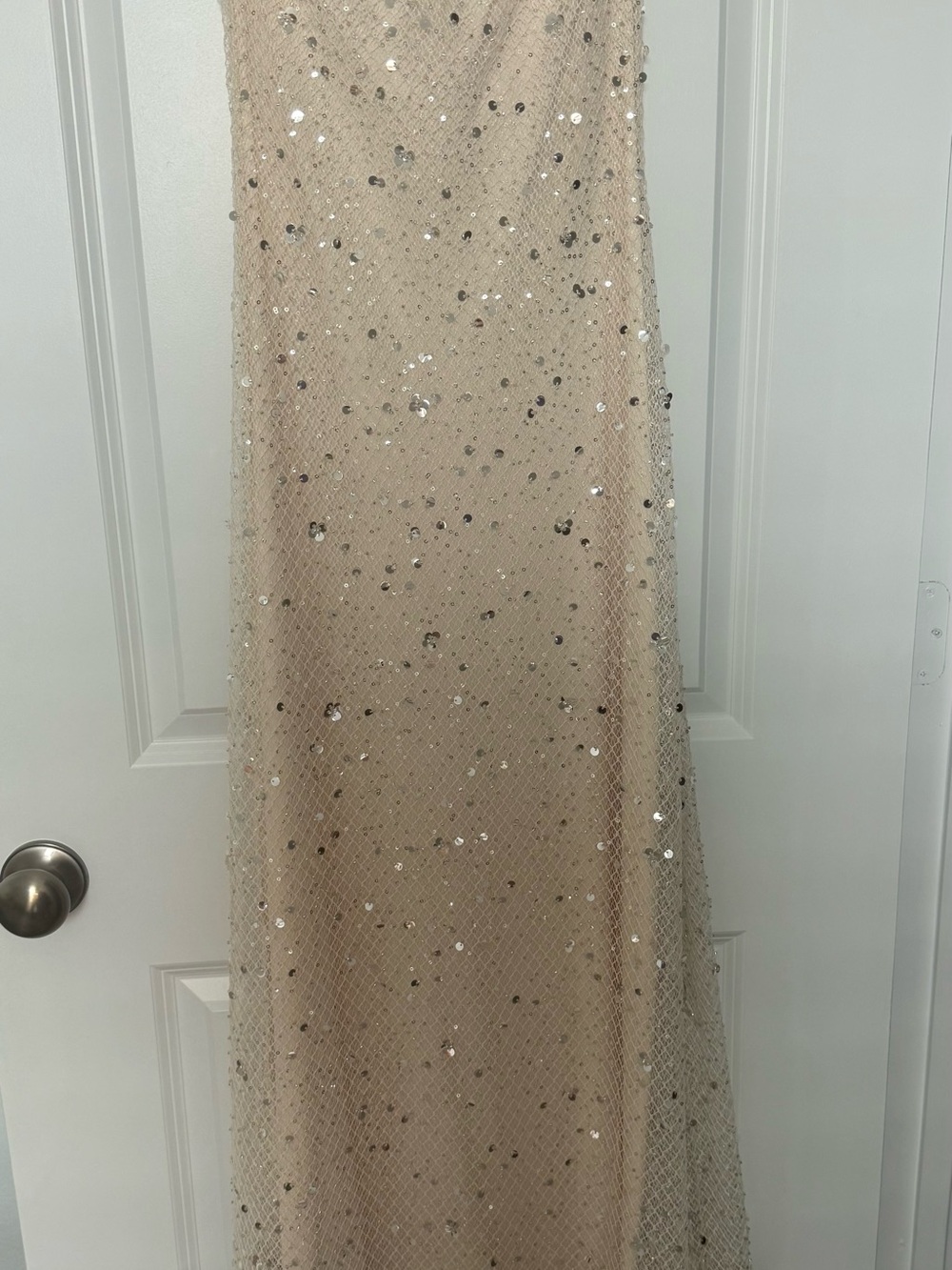 Peppermayo Strapless Sequin Gown in Ivory with Gold Accents - Picture 2 of 6